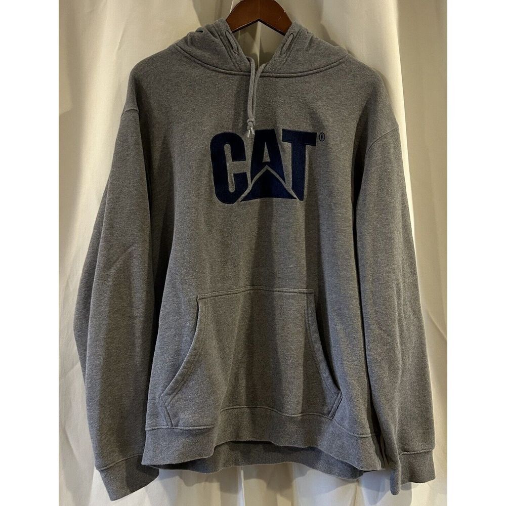 Men's CAT Workwear Heavy‎ Weight Hoodie Sweatshirt Gray Size 2XL